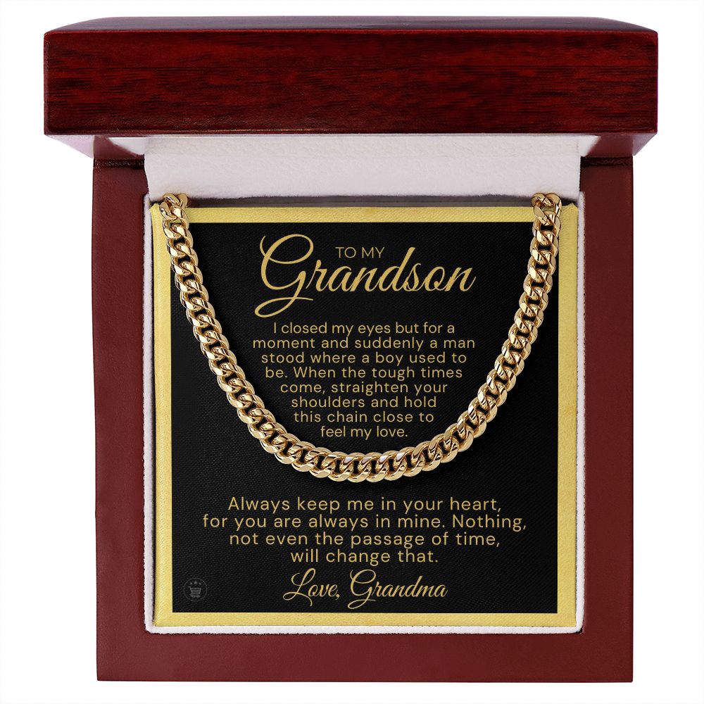 Grandson Gift from Grandma | In Your Heart Cuban Link Chain 0612T11