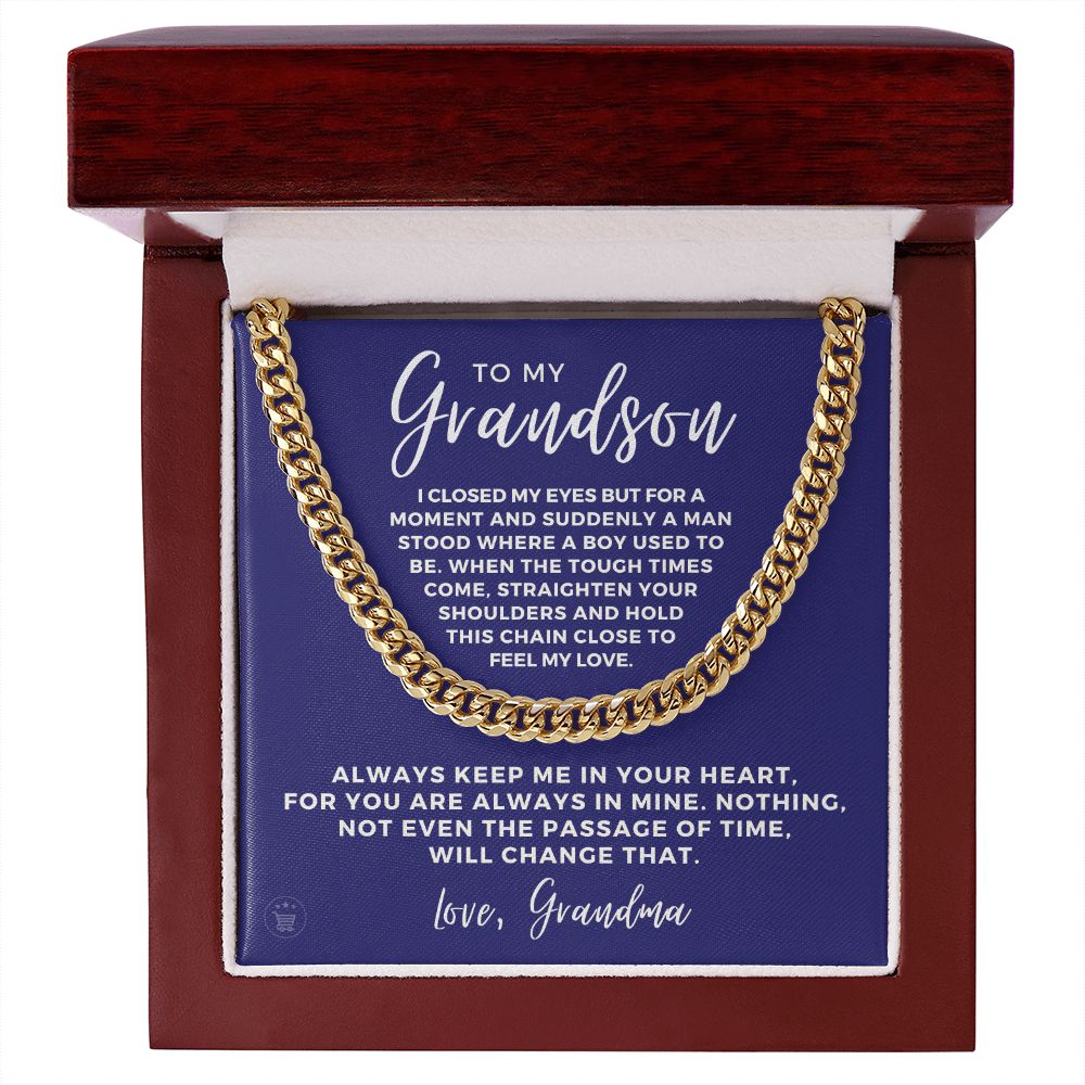 Grandson Gift from Grandma | In Your Heart Cuban Link Chain 0612T6
