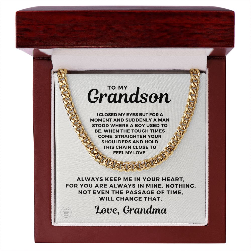 Grandson Gift from Grandma | In Your Heart Cuban Link Chain 0612T1