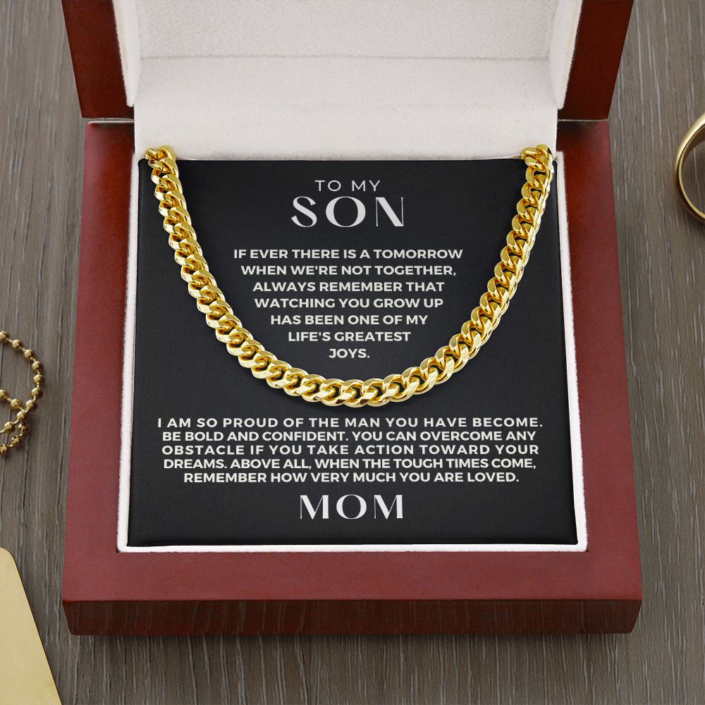 Gift for Adult Son From Mom | So Proud Cuban Link Chain 0594T4