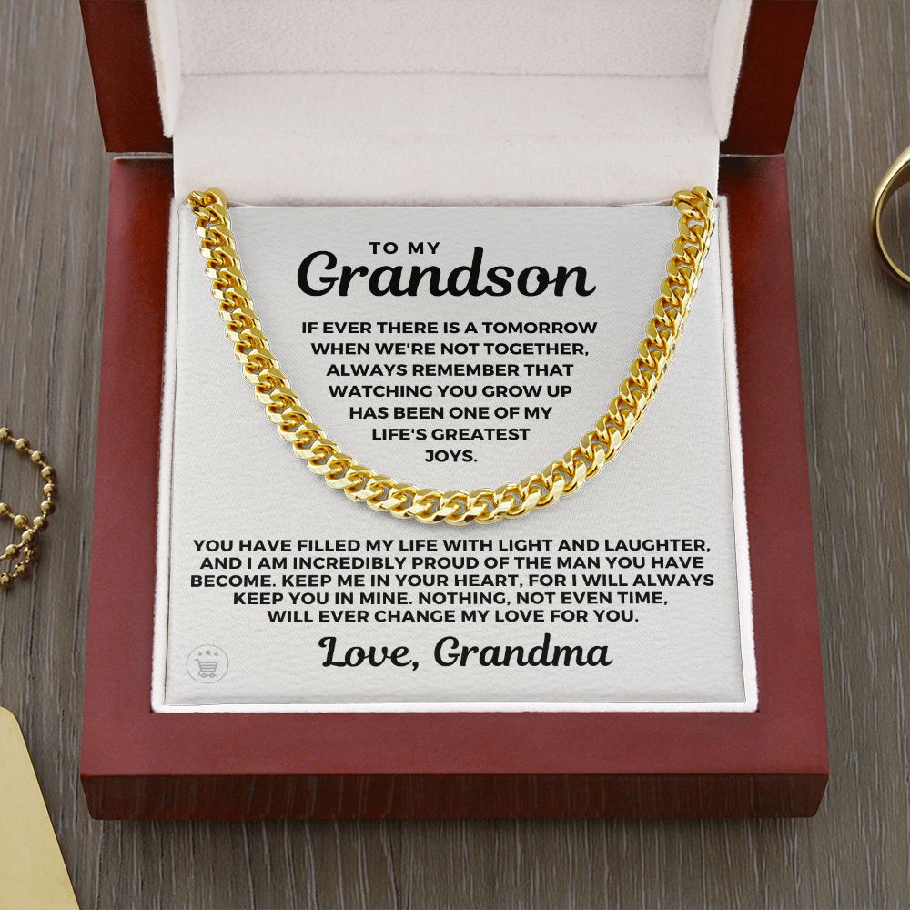 Grandson Gift from Grandma | In Your Heart Cuban Link Chain 0617T1