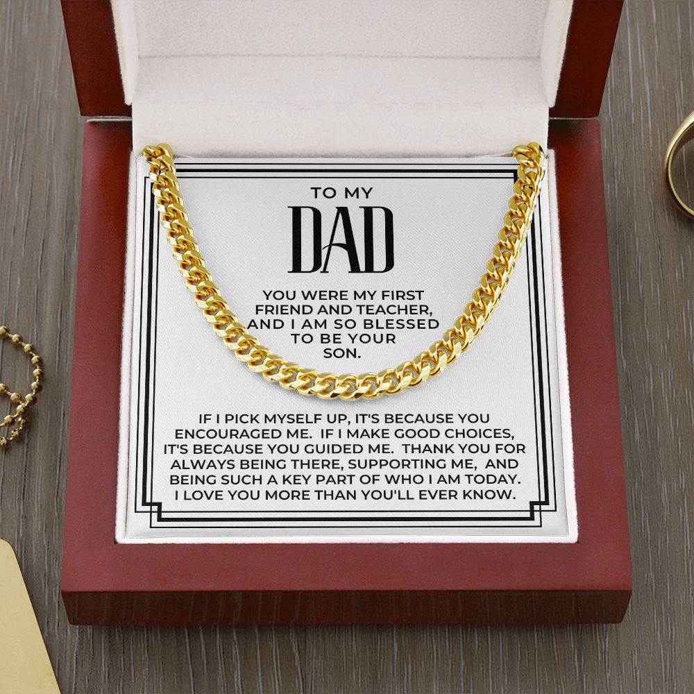 Gift For Dad From Son | Because Of You Cuban Link Chain 0330T9