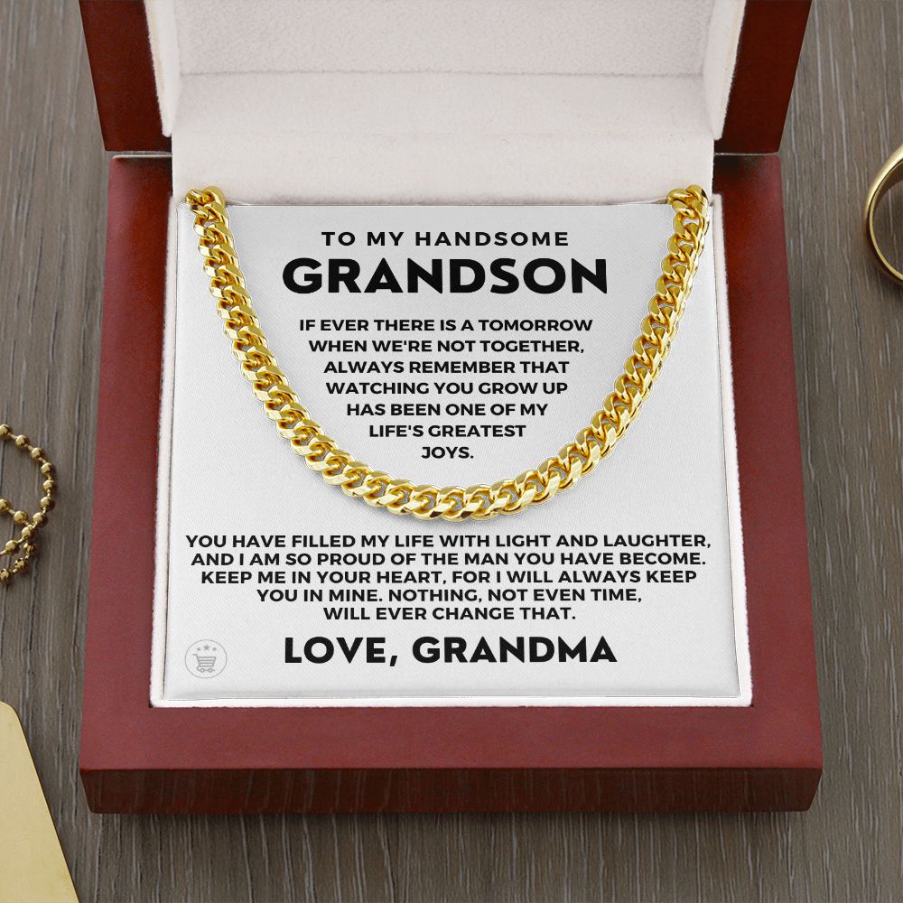Grandson Gift from Grandma | In Your Heart Cuban Link Chain 0618T2