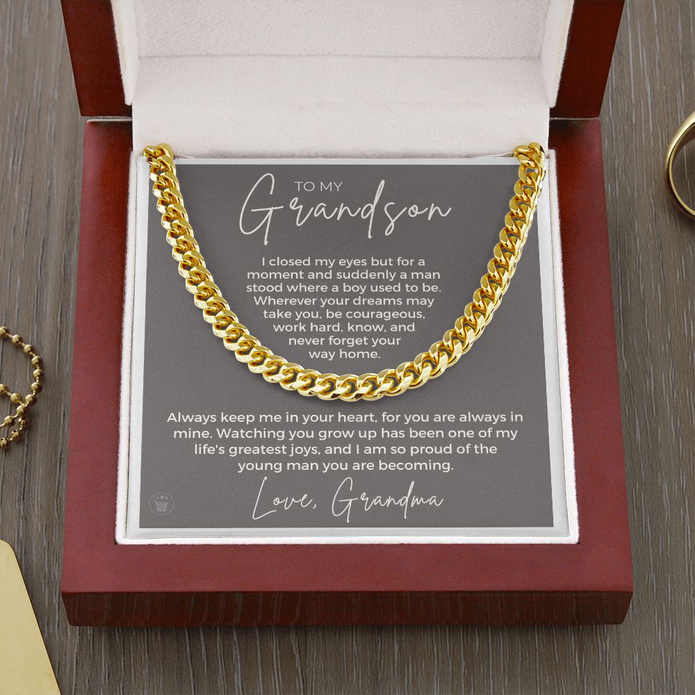 Grandson Gift from Grandma | Your Way Home Cuban Link Chain 0613T12