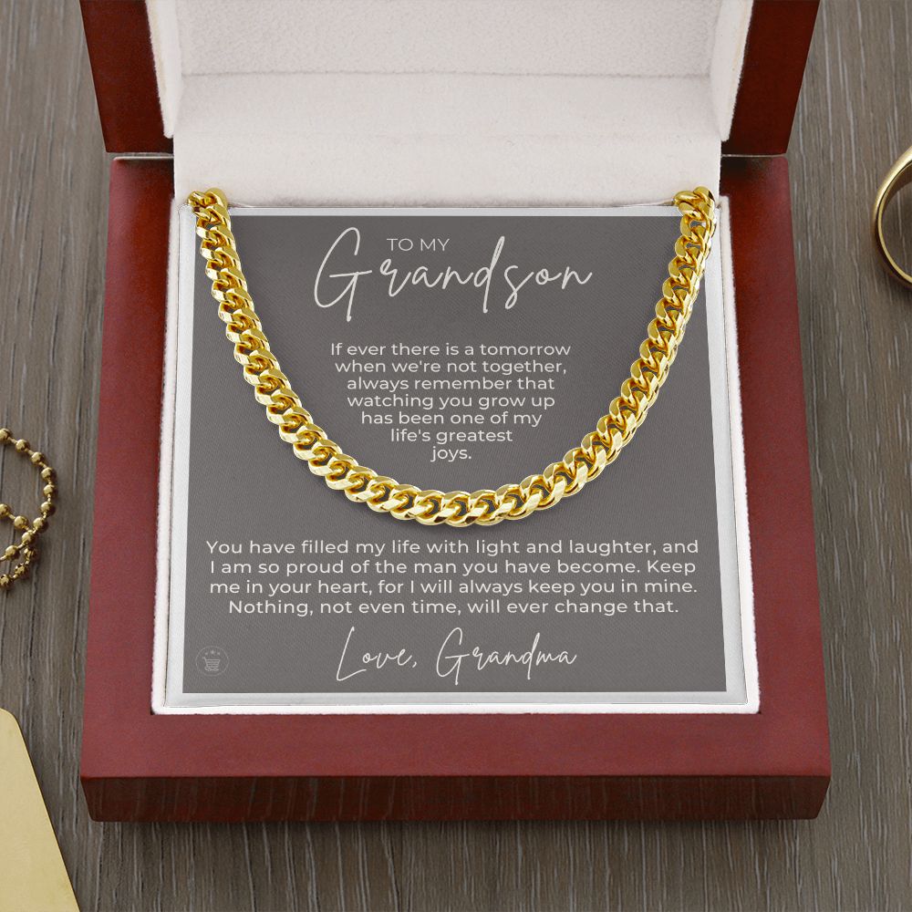Grandson Gift from Grandma | In Your Heart Cuban Link Chain 0618T12