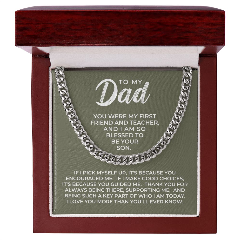 Gift For Dad From Son | Because Of You Cuban Link Chain 0330T5