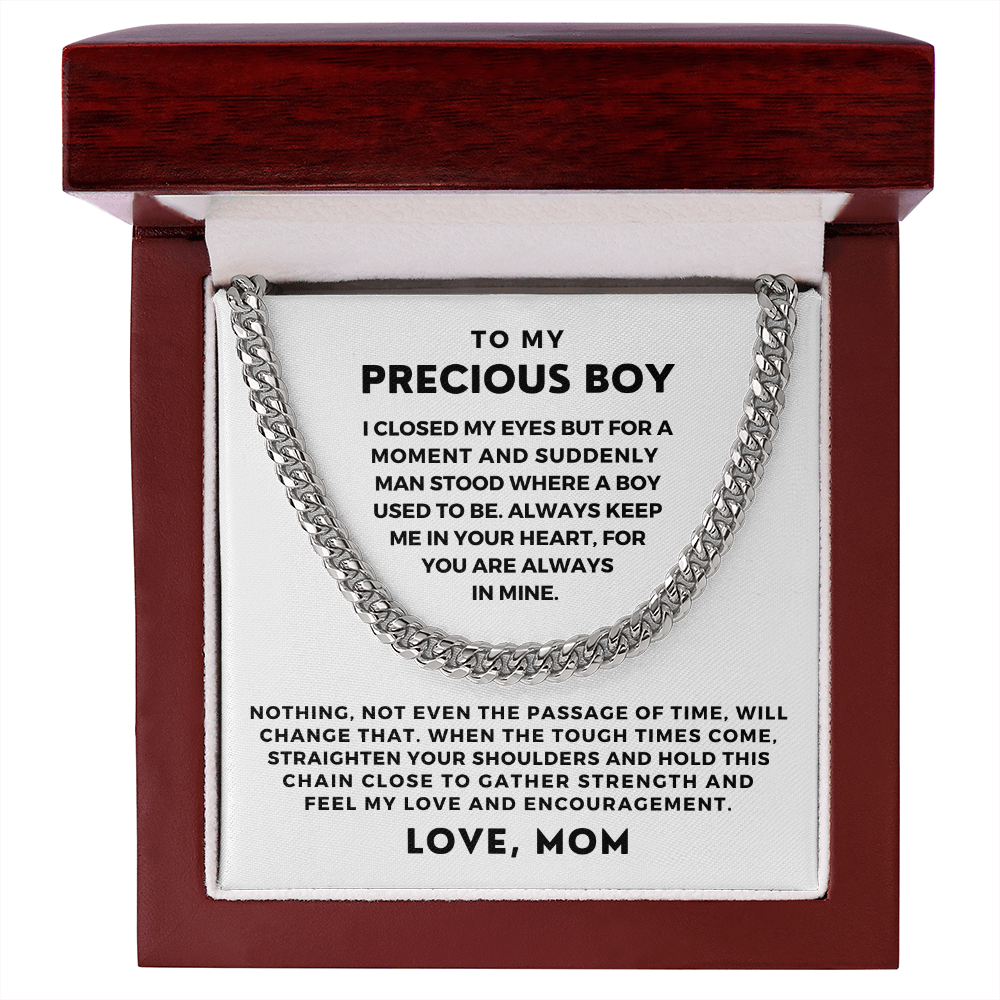 Gift for Adult Son From Mom | In Your Heart Cuban Link Chain 0596T2