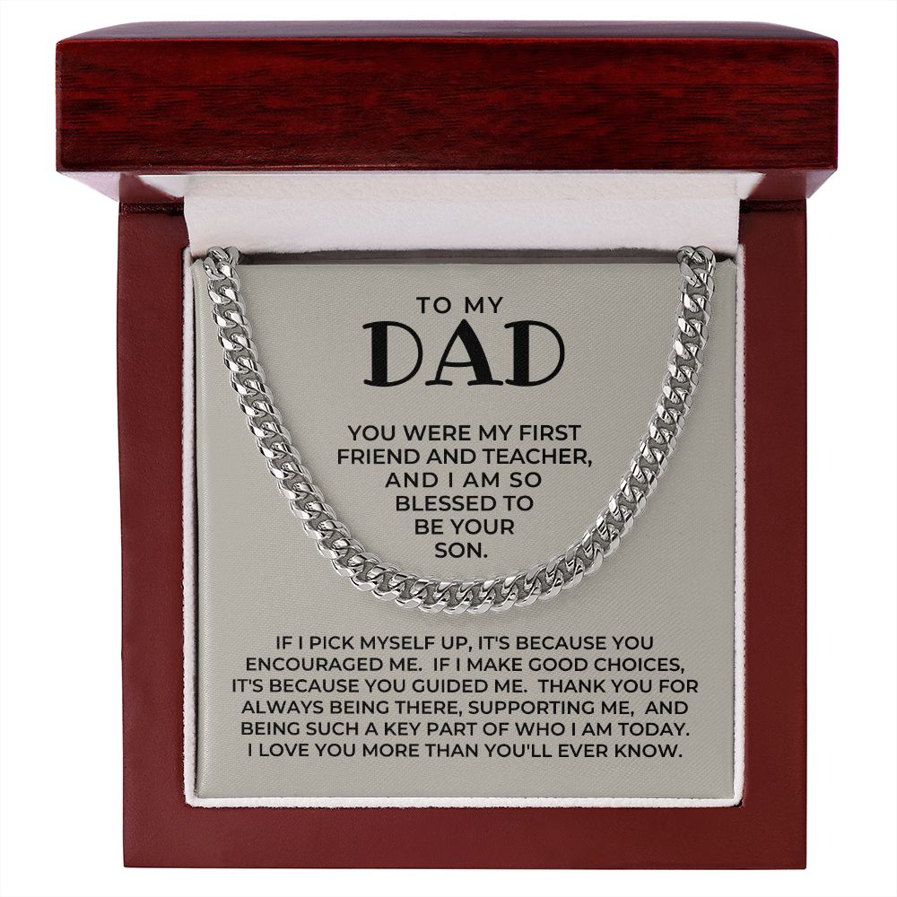 Gift For Dad From Son | Because Of You Cuban Link Chain 0330T4