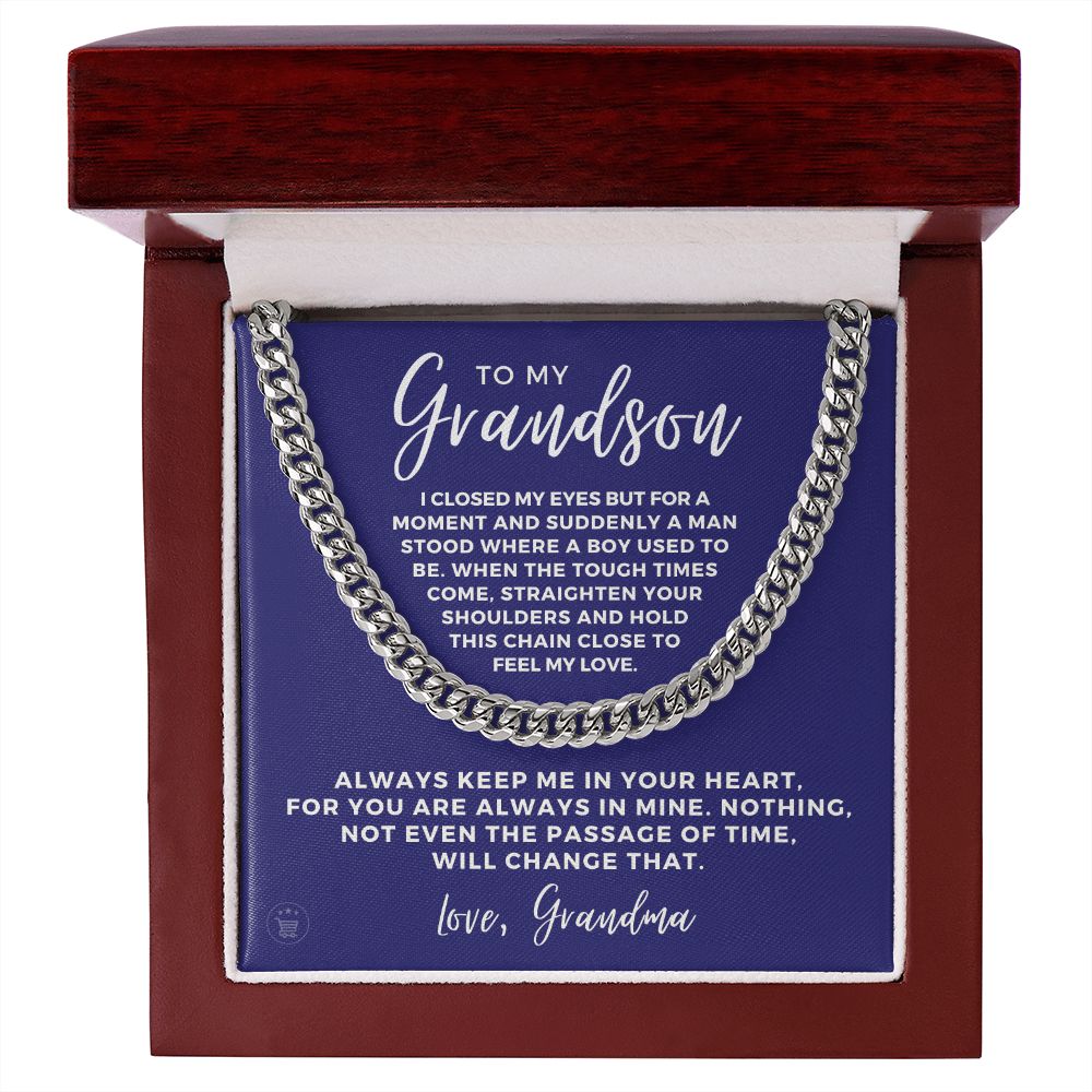 Grandson Gift from Grandma | In Your Heart Cuban Link Chain 0612T6