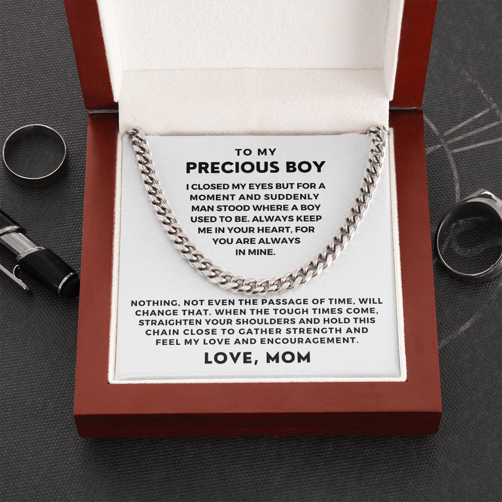 Gift for Adult Son From Mom | In Your Heart Cuban Link Chain 0596T2