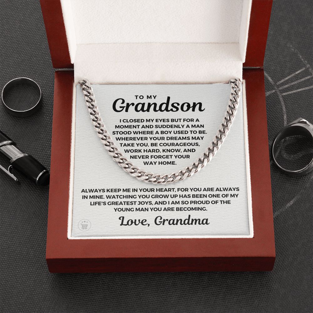 Grandson Gift from Grandma | Your Way Home Cuban Link Chain 0613T1