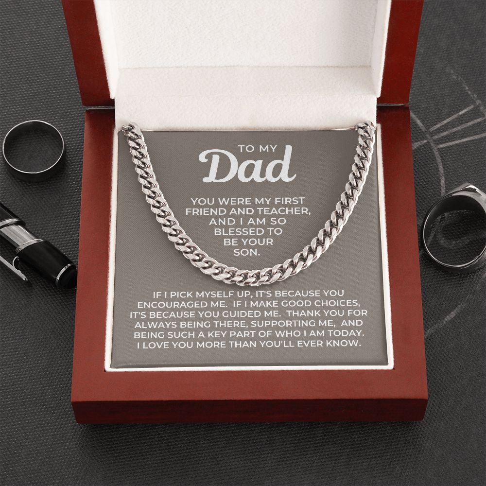 Gift For Dad From Son | Because Of You Cuban Link Chain 0330T6