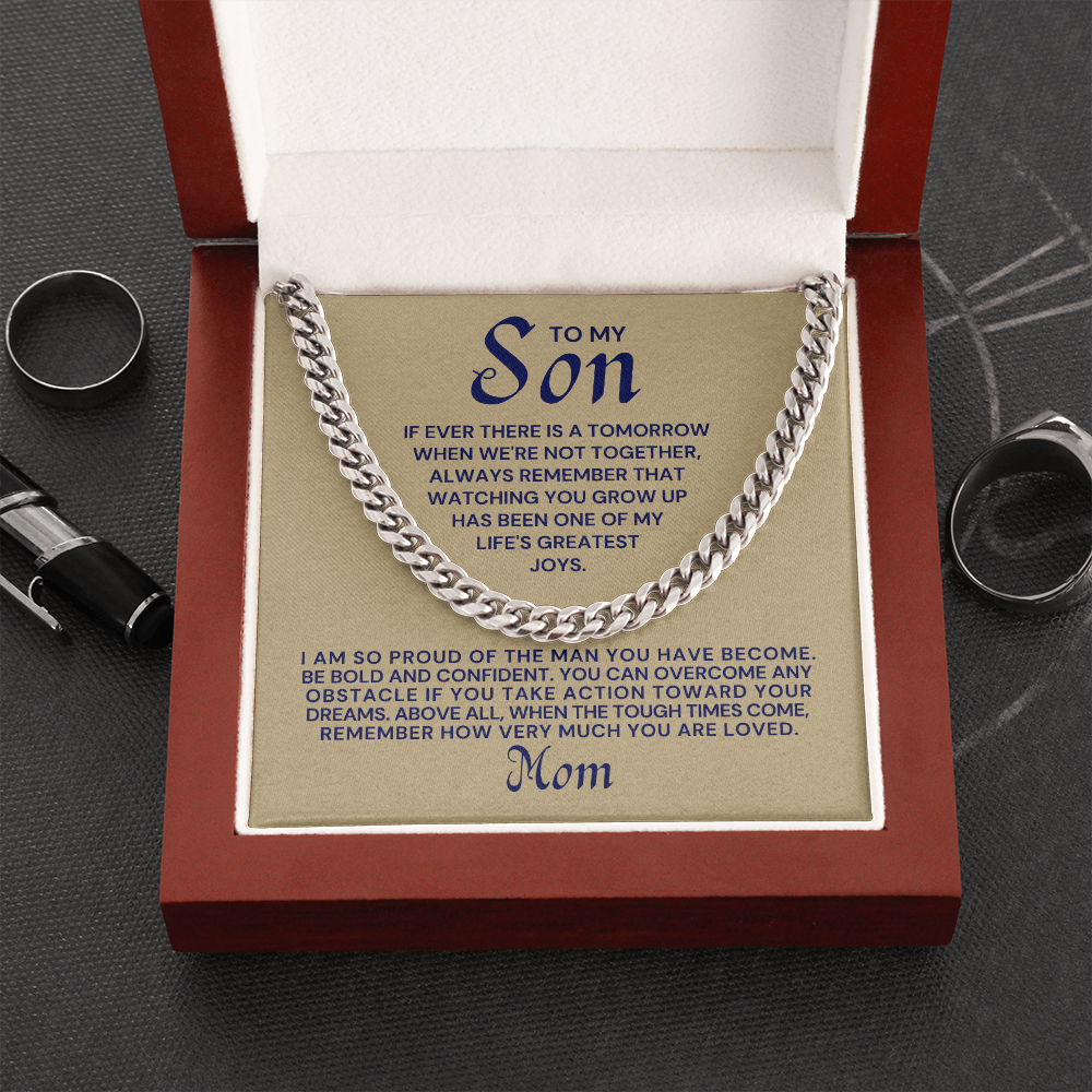 Gift for Adult Son From Mom | So Proud Cuban Link Chain 0594T9