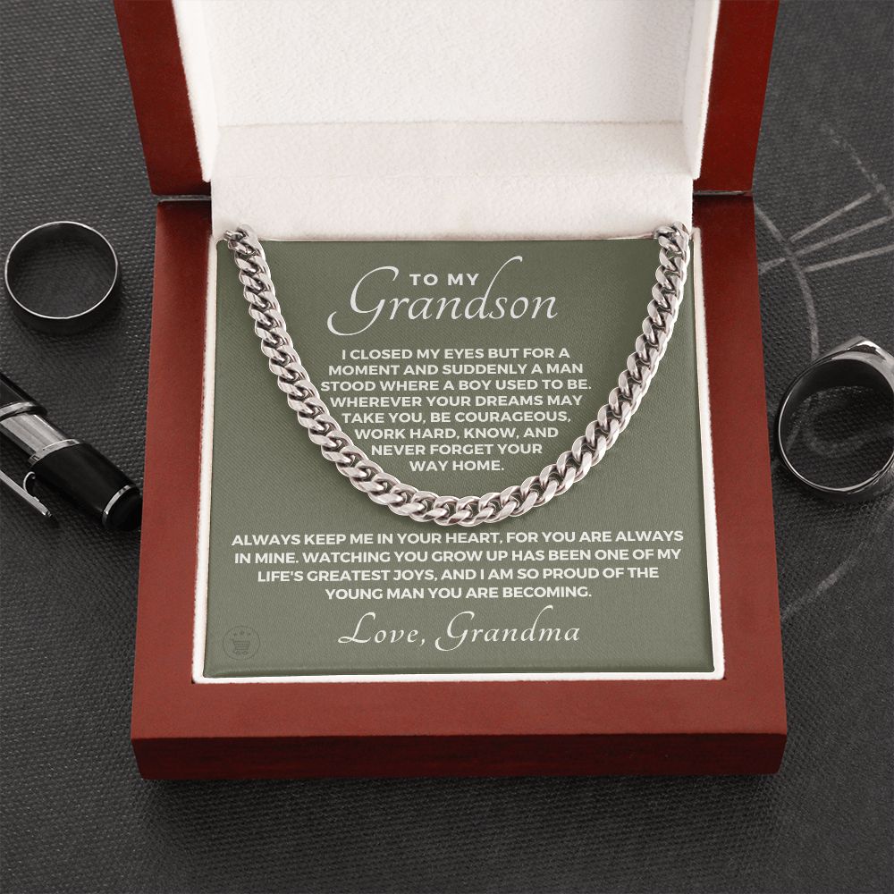 Grandson Gift from Grandma | Your Way Home Cuban Link Chain 0613T8
