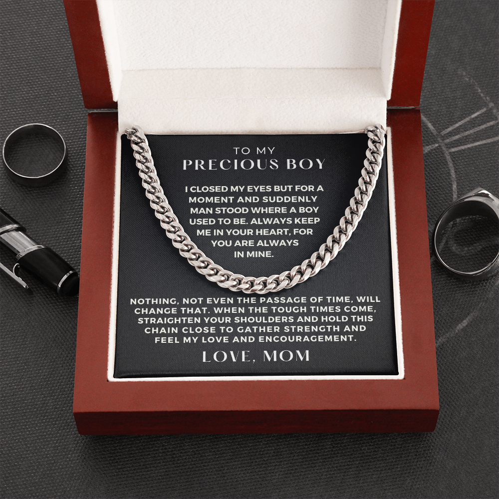 Gift for Adult Son From Mom | In Your Heart Cuban Link Chain 0596T4