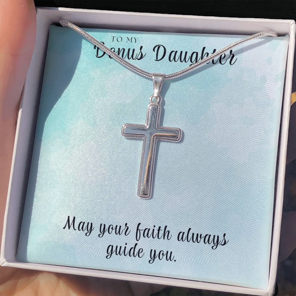 Christian Gift For Her | Bonus Daughter Faith Cross Necklace 0811SSCN