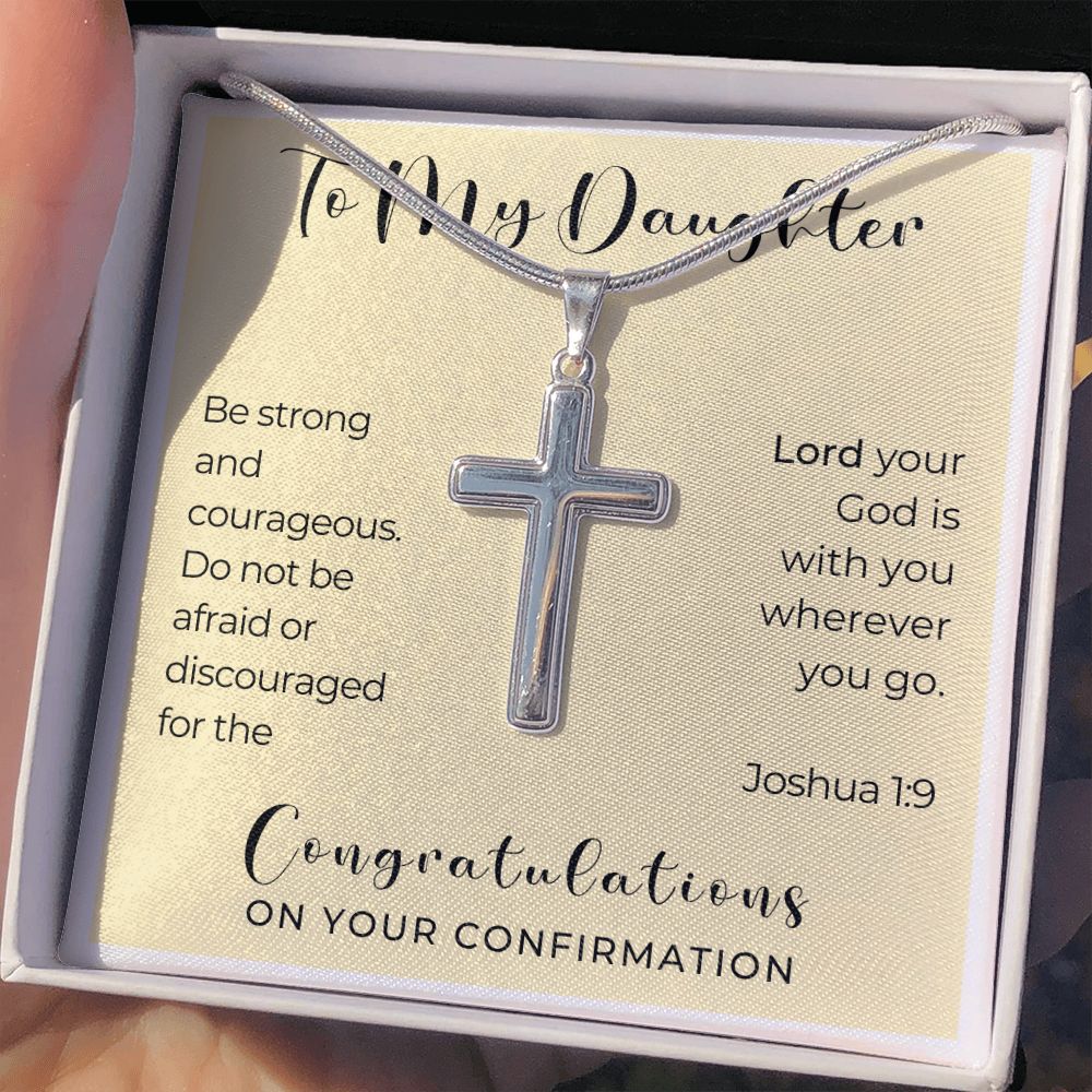 Confirmation Gift For Girl | Be Strong Cross Necklace 0820SSCN