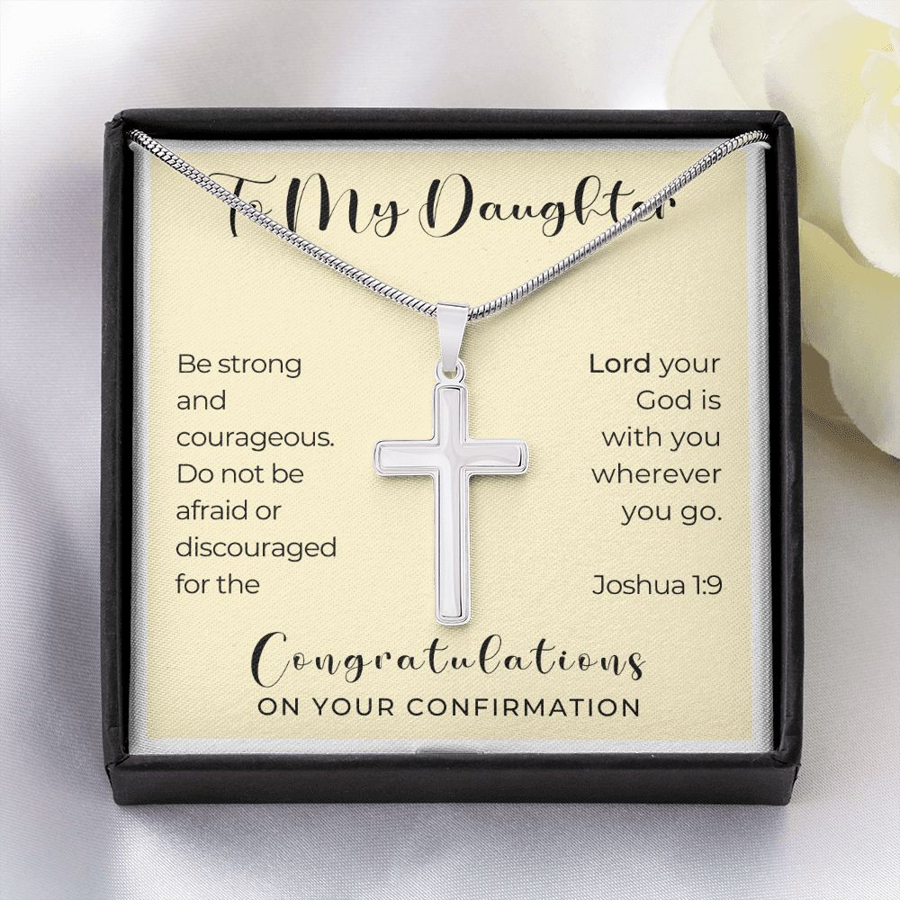 Confirmation Gift For Girl | Be Strong Cross Necklace 0820SSCN