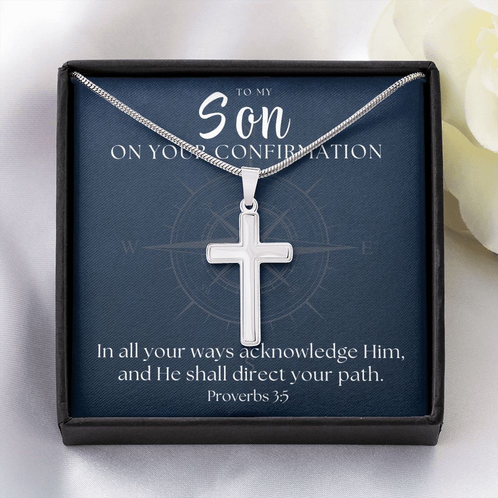 Confirmation Gift For Boy | Your Path Cross Necklace 0799SSCN