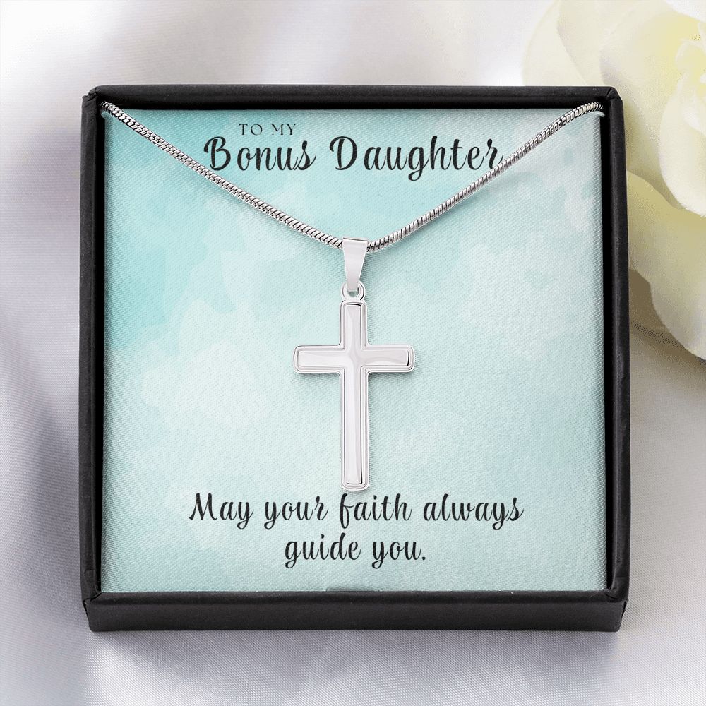 Christian Gift For Her | Bonus Daughter Faith Cross Necklace 0811SSCN