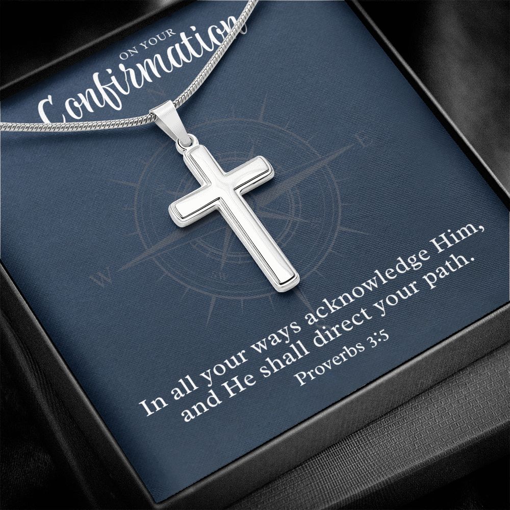 Confirmation Gift For Boy | Your Path Cross Necklace 0797T1SSCN