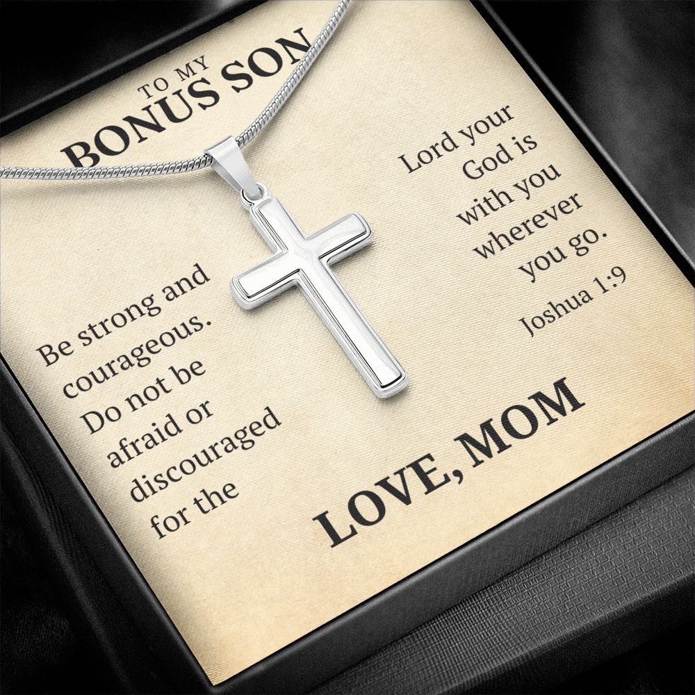 Christian Gift For Him - Bonus Son | Be Strong Cross Necklace 0826T3SSCN