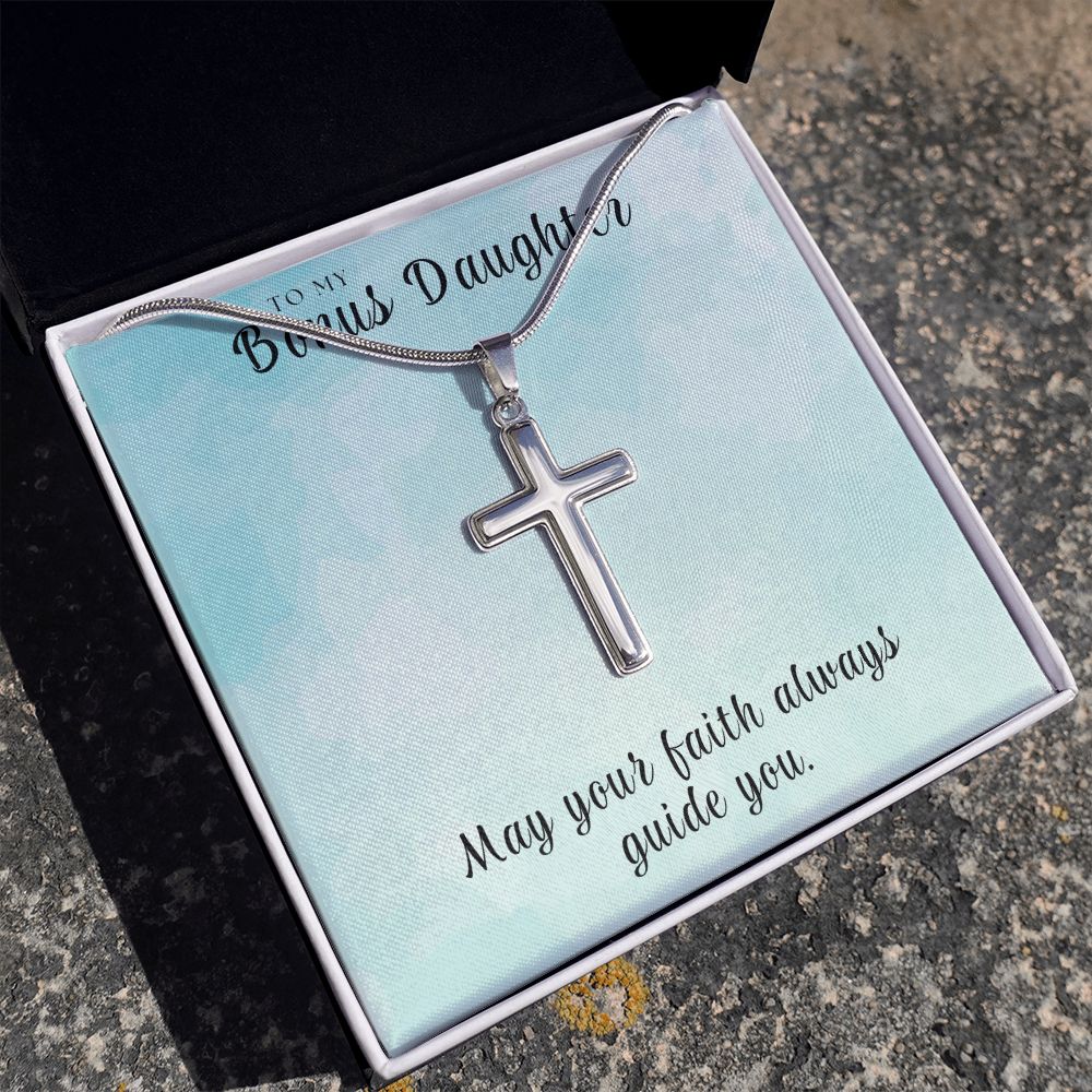 Christian Gift For Her | Bonus Daughter Faith Cross Necklace 0811SSCN