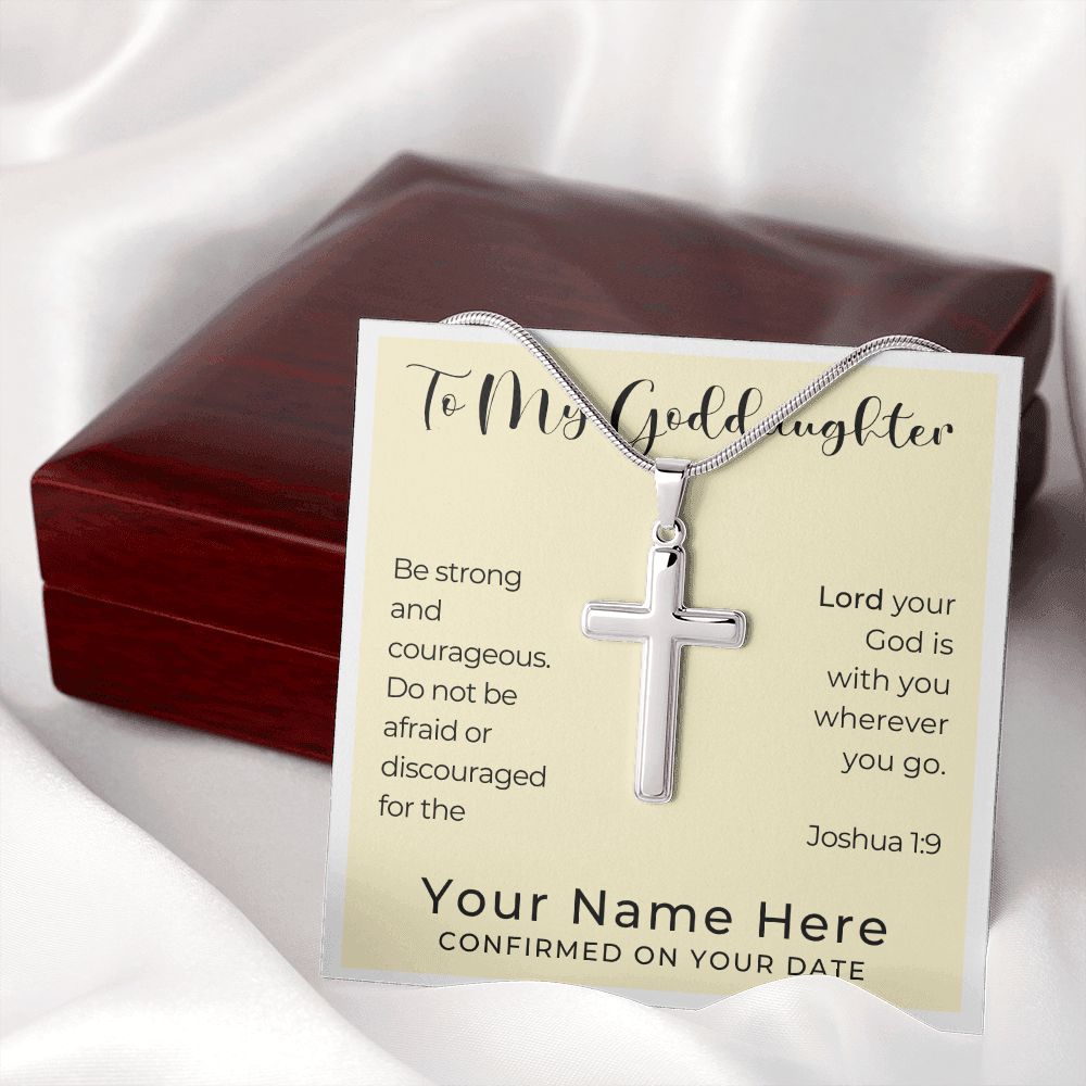Personalized Confirmation Gift for Girl - Goddaughter | Cross Stainless Steel Necklace 0822T2SSCN