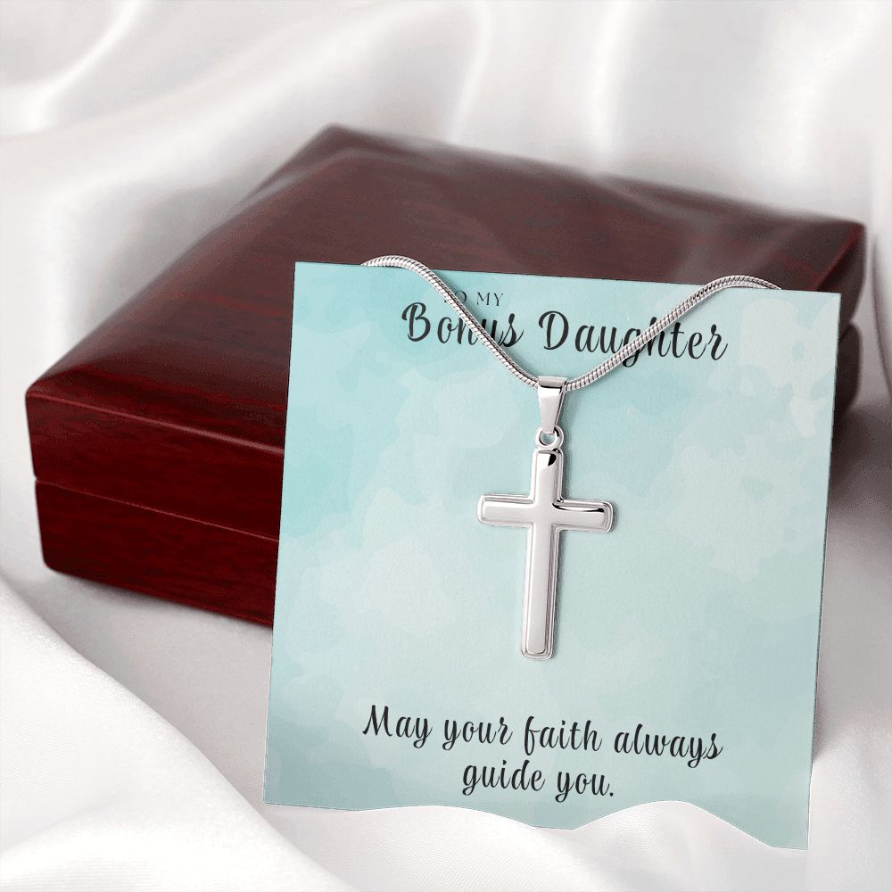 Christian Gift For Her | Bonus Daughter Faith Cross Necklace 0811SSCN