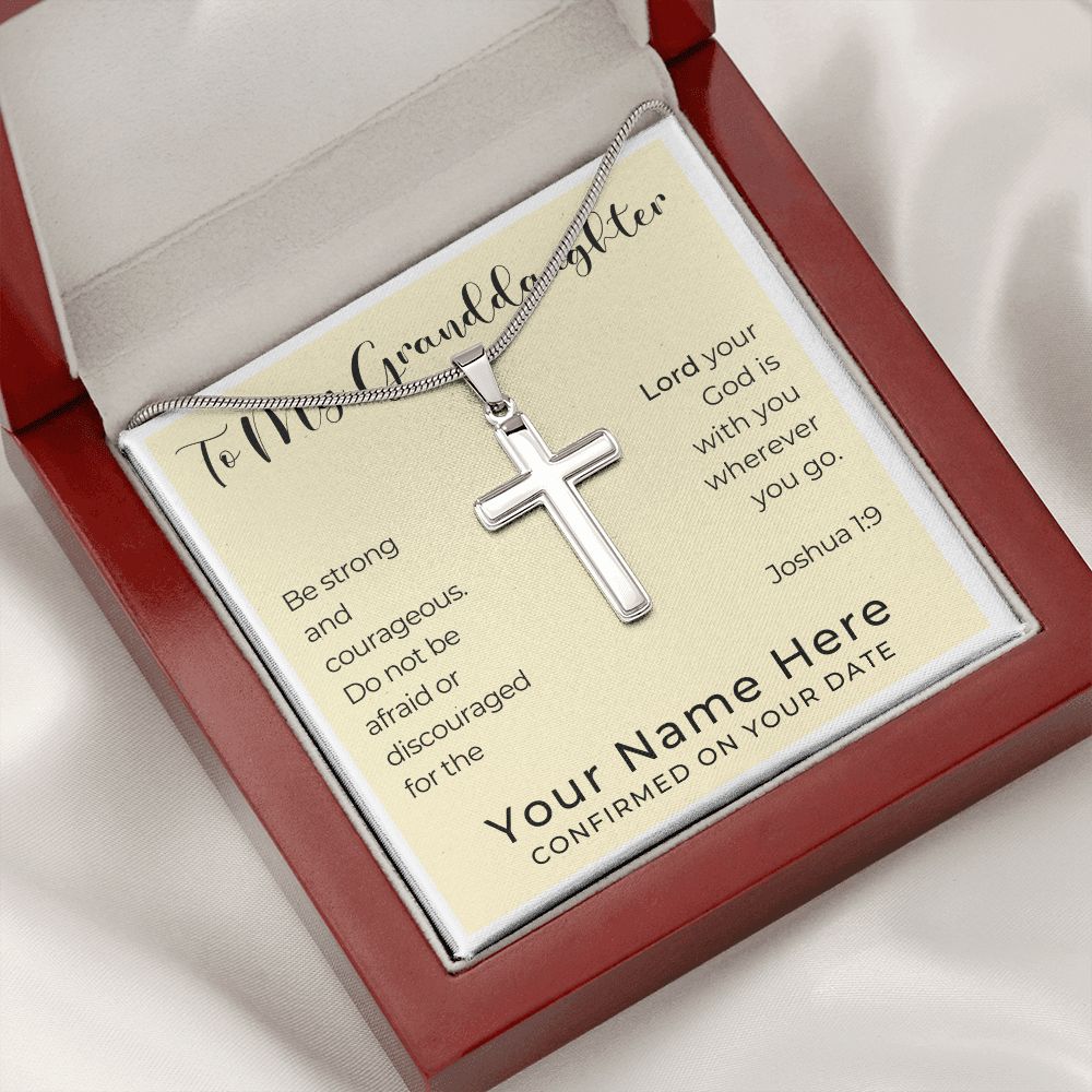 Personalized Confirmation Gift for Girl - Granddaughter | Cross Stainless Steel Necklace 0821T2SSCN