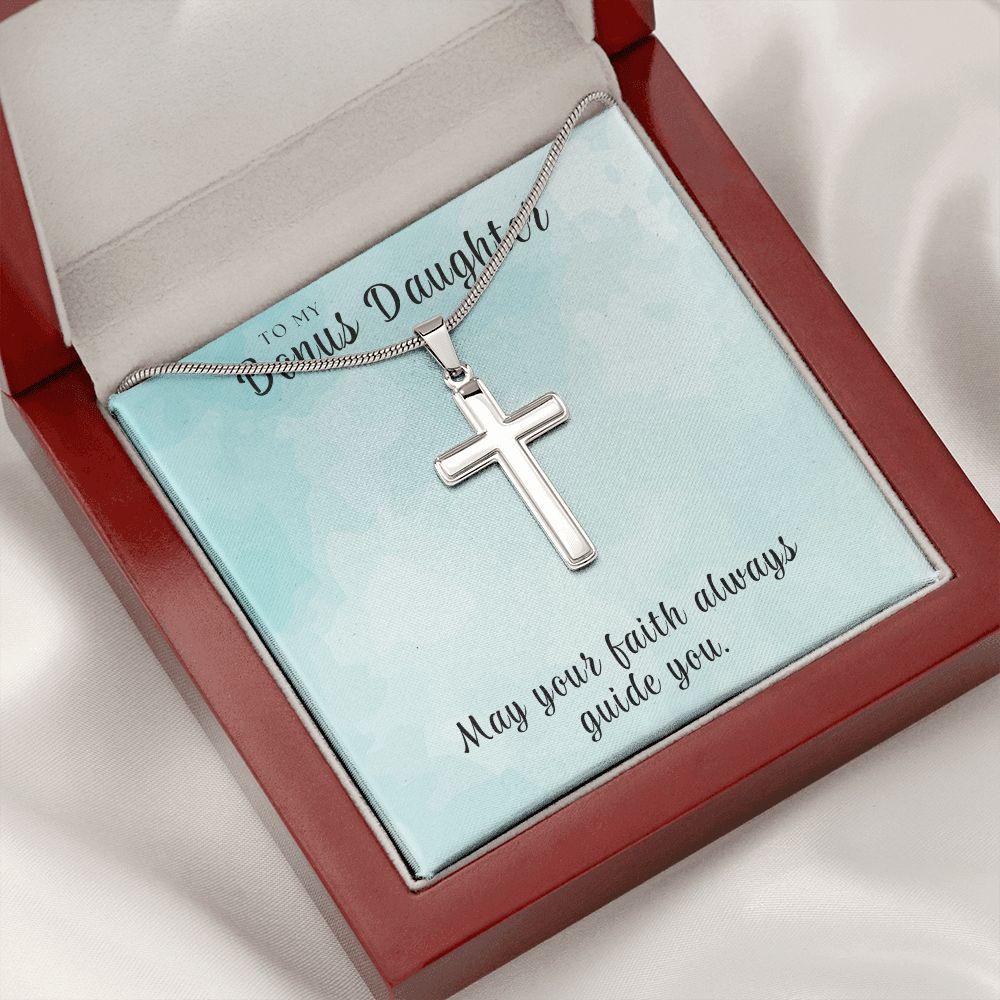 Christian Gift For Her | Bonus Daughter Faith Cross Necklace 0811SSCN