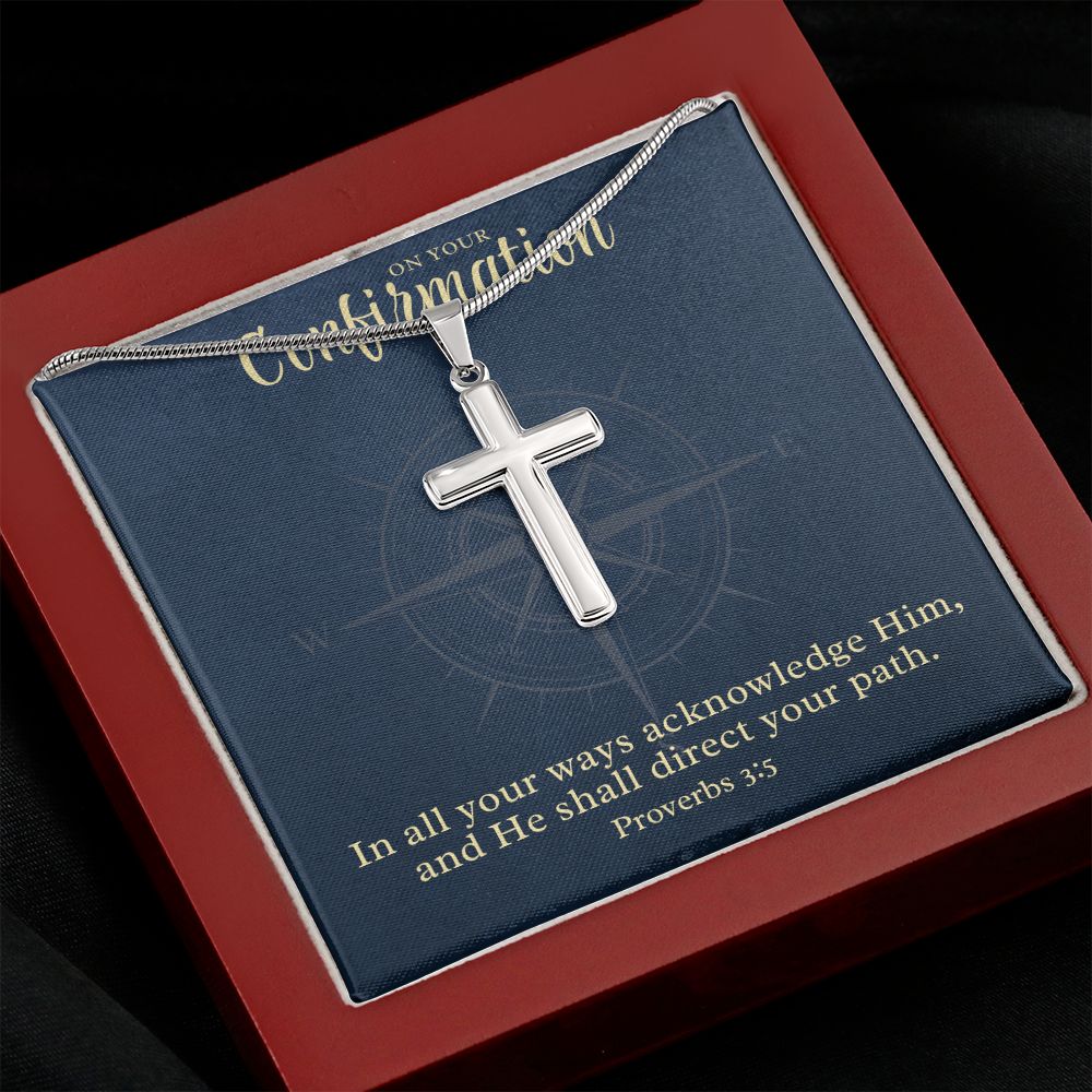 Confirmation Gift For Boy | Your Path Cross Necklace 0797T2SSCN