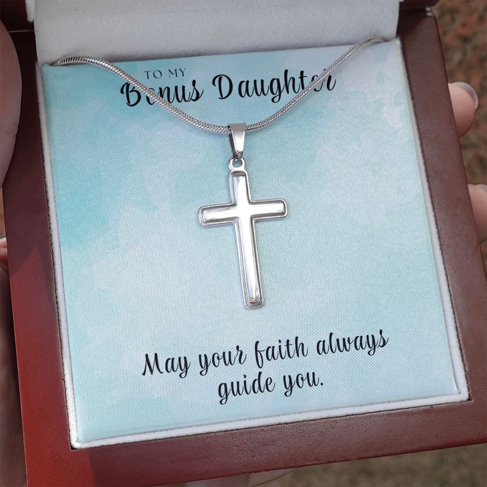Christian Gift For Her | Bonus Daughter Faith Cross Necklace 0811SSCN