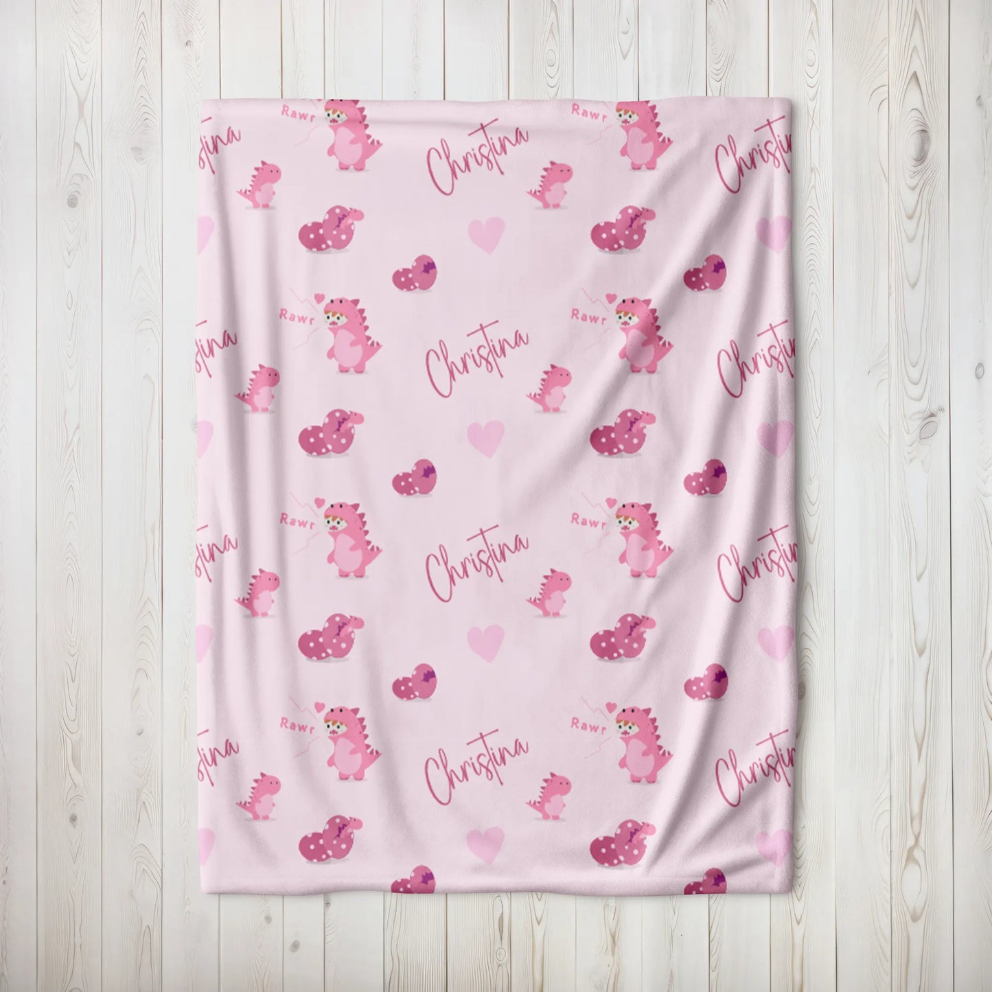 Personalized Gift | Custom Name Dinosaur Egg Blanket For Kids BL-13