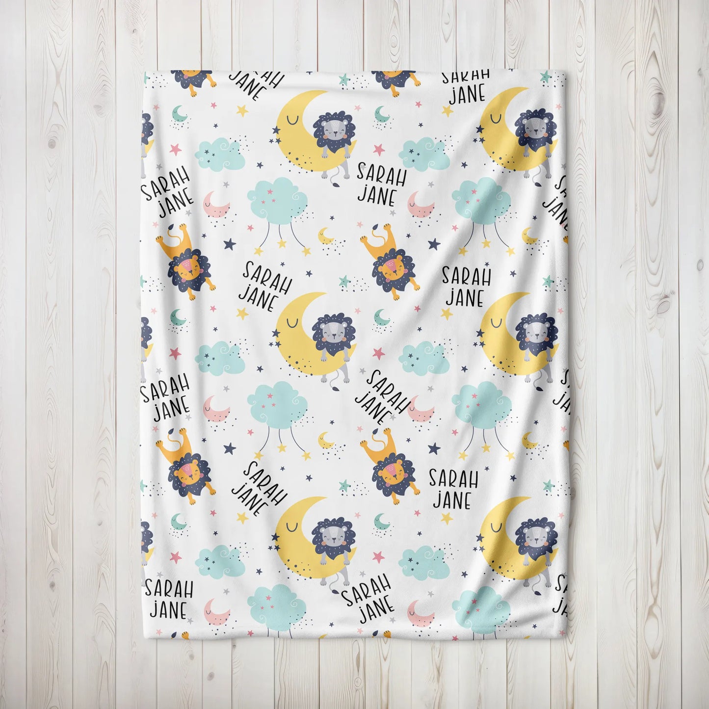 Personalized Gift | Custom Name Blanket For Kids | Happy Lion BL-16