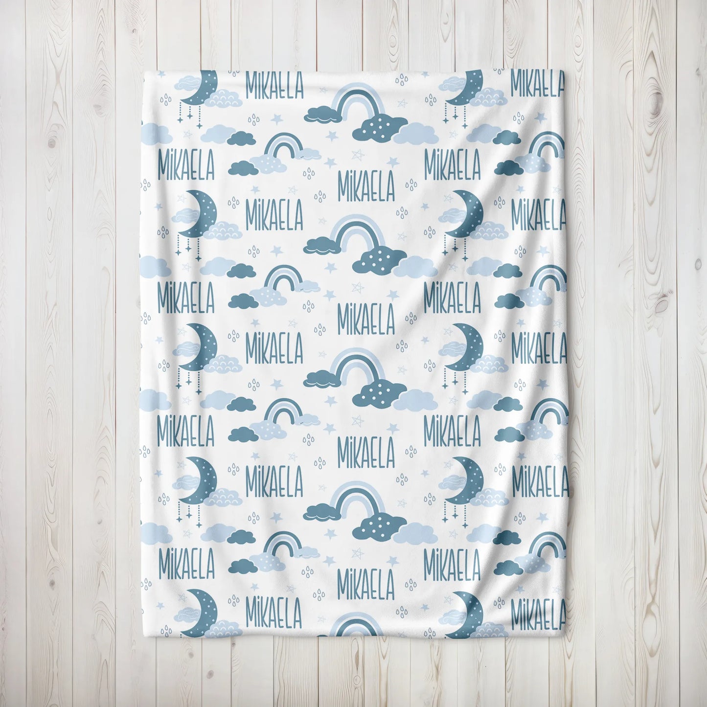 Personalized Gift | Custom Name Blue Rainbow Blanket For Kids BL-15