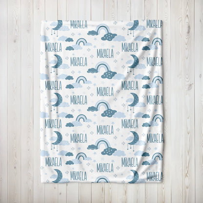 Personalized Gift | Custom Name Blue Rainbow Blanket For Kids BL-15