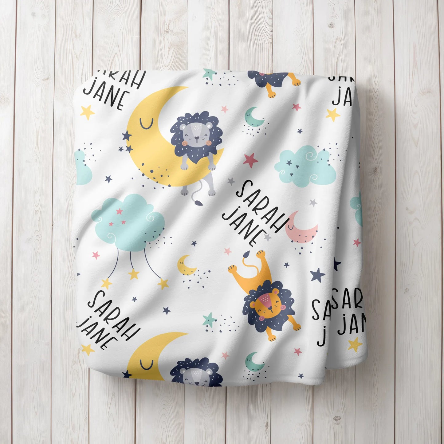 Personalized Gift | Custom Name Blanket For Kids | Happy Lion BL-16