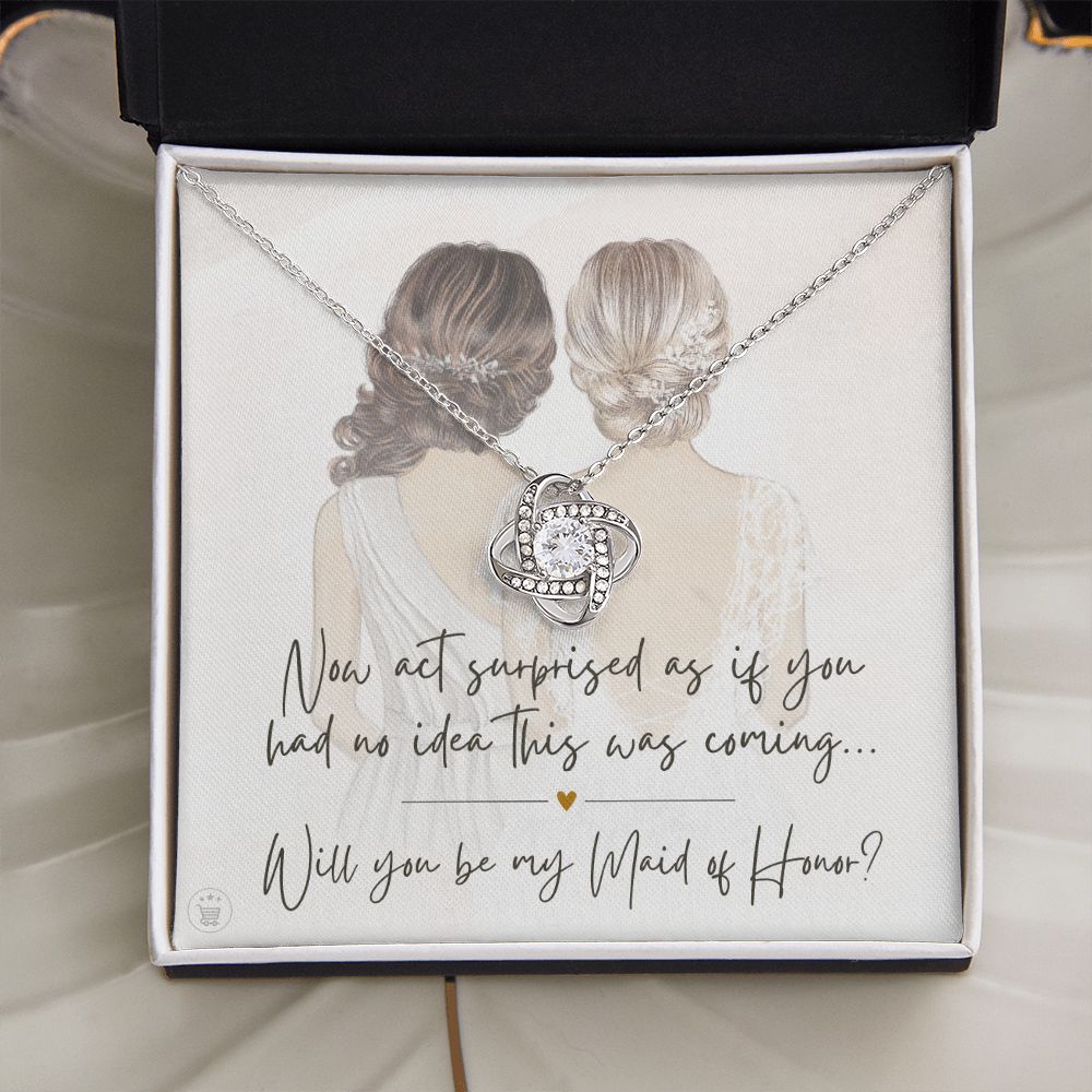 Will You Be My Maid Of Honor White Gold Necklace Gift 0852LT7
