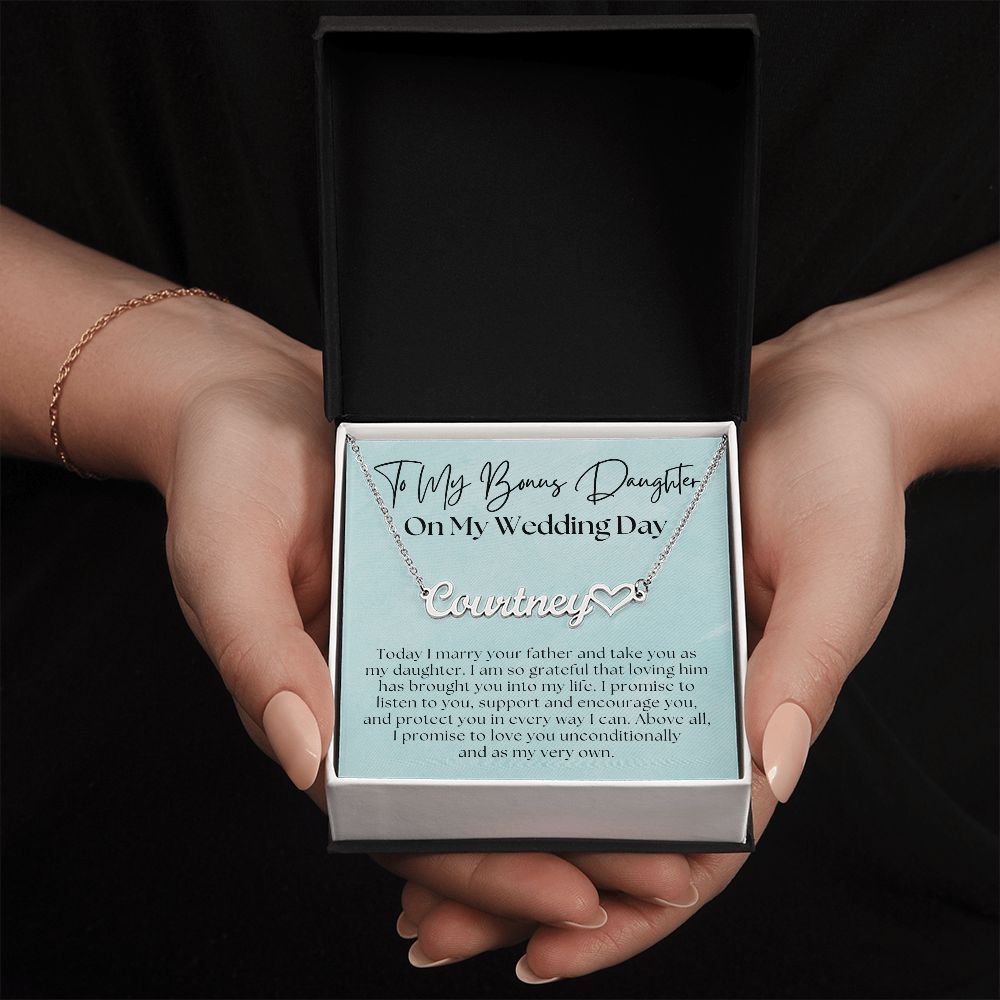 Personalized Stepdaughter Wedding Gift | Promise Name Necklace 0634HNNT10