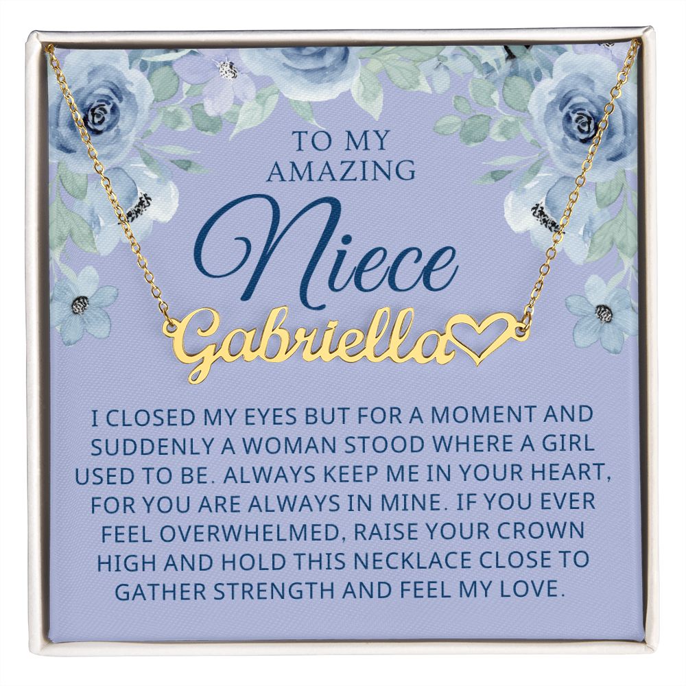 Personalized Niece Gift From Aunt | In My Heart Name Necklace  0632HNNT13