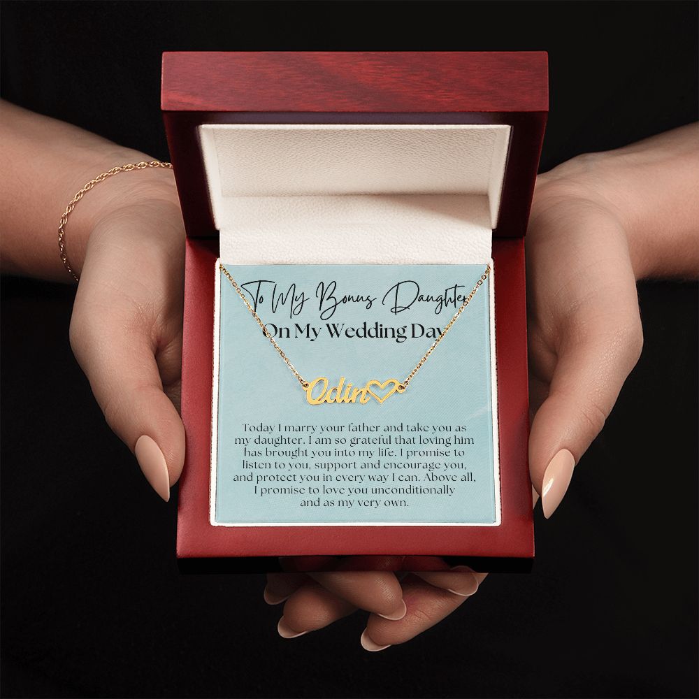 Personalized Stepdaughter Wedding Gift | Promise Name Necklace 0634HNNT10