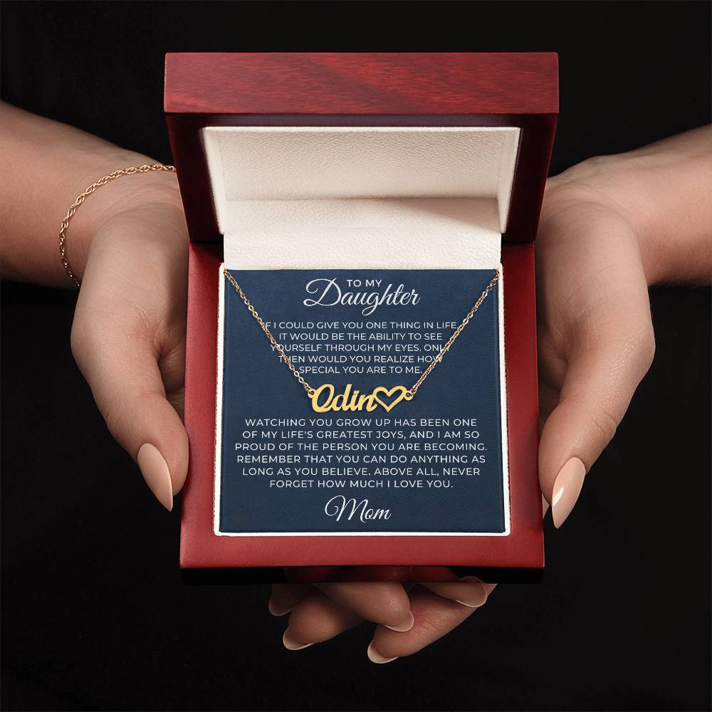 Personalized Daughter Gift From Mom | Believe Name Necklace 0576HNNT12