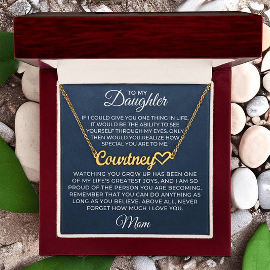 Personalized Daughter Gift From Mom | Believe Name Necklace 0576HNNT12