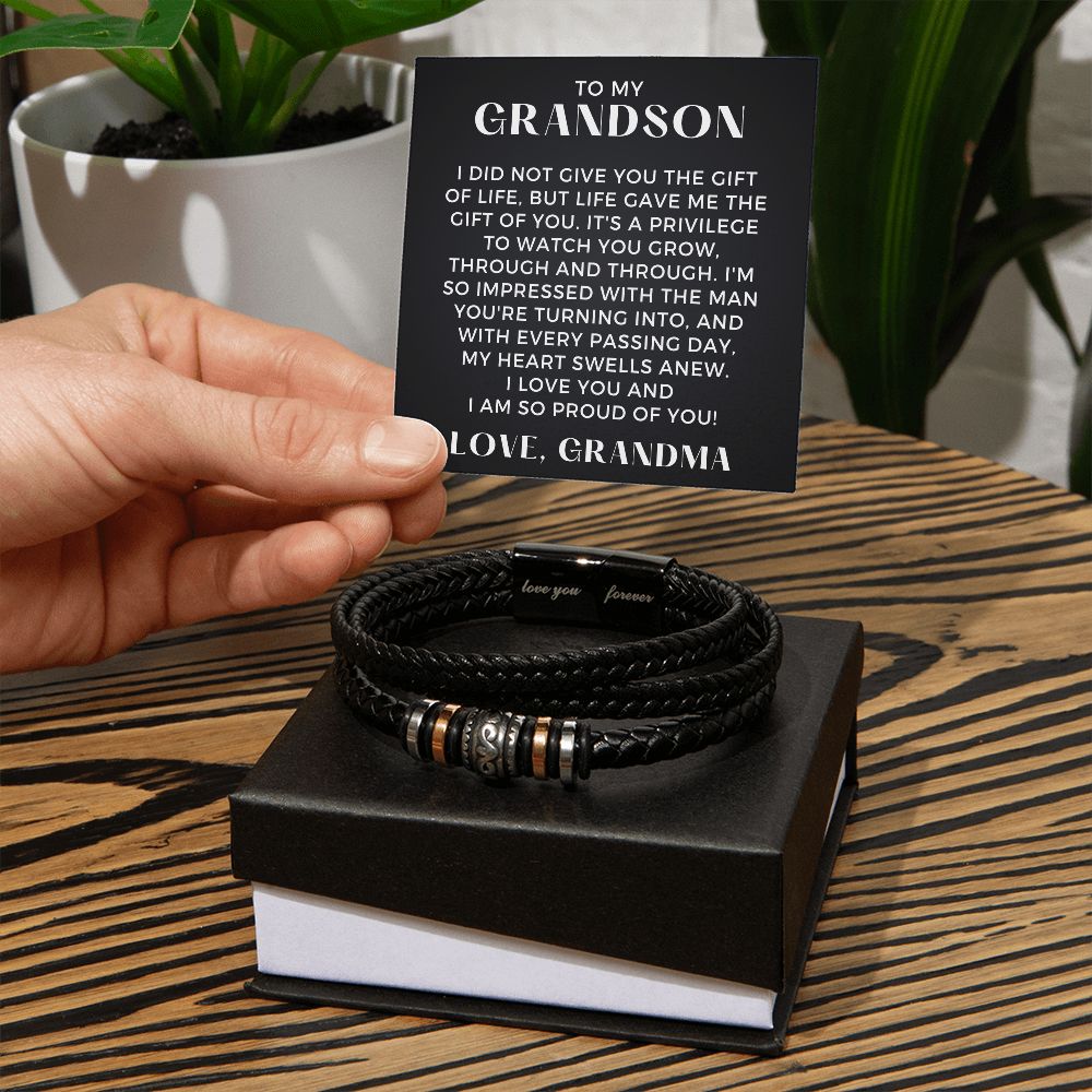 Gift For Grandson From Grandma | The Gift Leather Bracelet 0863BT2