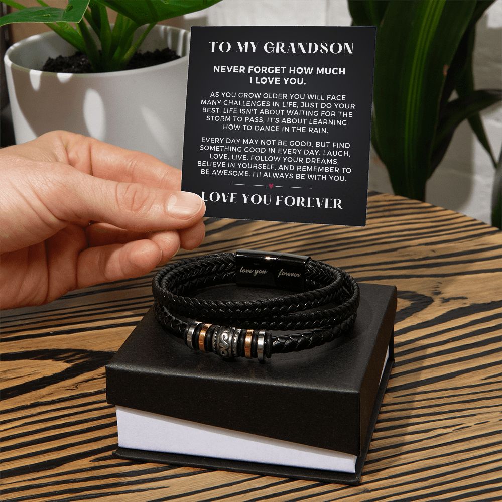 Gift For Grandson From Grandma | Forever Leather Bracelet 0866BT2