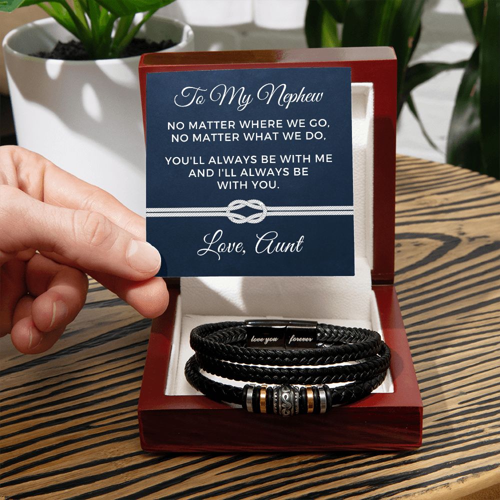 Gift For Nephew From Aunt | Always Leather Bracelet 0870BT3