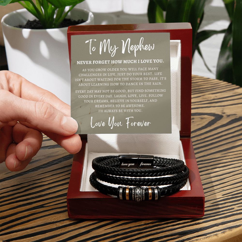 Gift For Nephew From Aunt | Forever Leather Bracelet 0867BT5