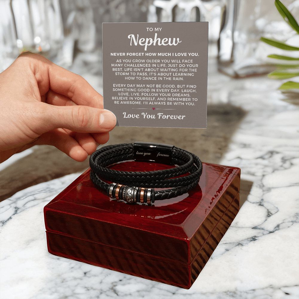 Gift For Nephew From Aunt | Forever Leather Bracelet 0867BT4