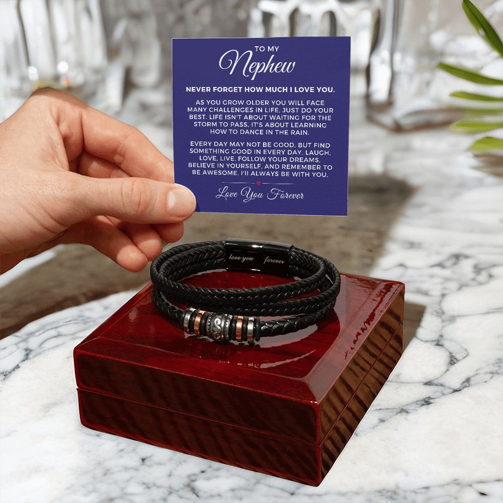 Gift For Nephew From Aunt | Forever Leather Bracelet 0867BT3